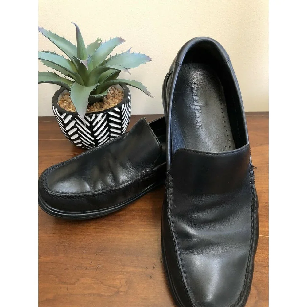 Cole Haan Keating Venetian C11405 Black Moc Toe Slip On Loafers Men's US 9 M‎
